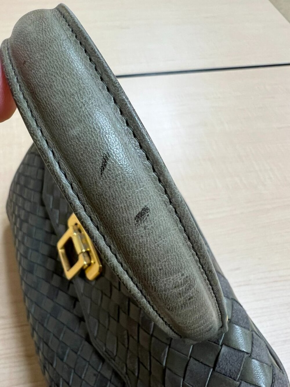 Bally Vintage Woven Leather Top Handle Bag Intrecciato Style Gold Hardware - Picture 14 of 16